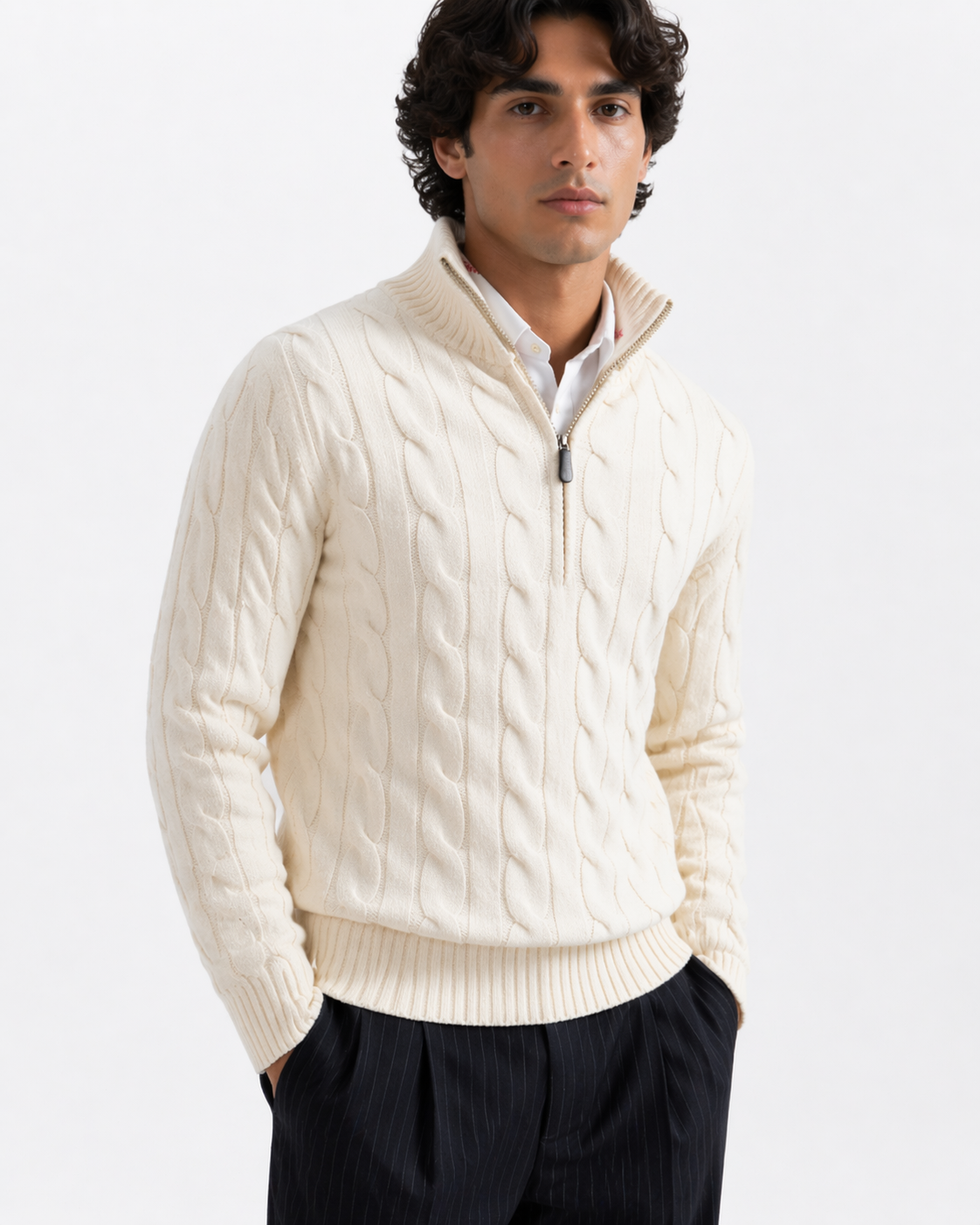 Belmont Half-Zip – Ivory