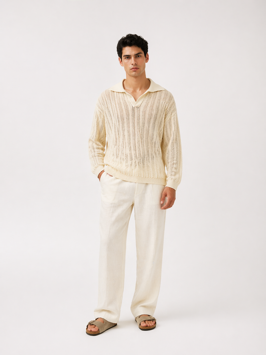 Pembroke Knit Polo – Cream